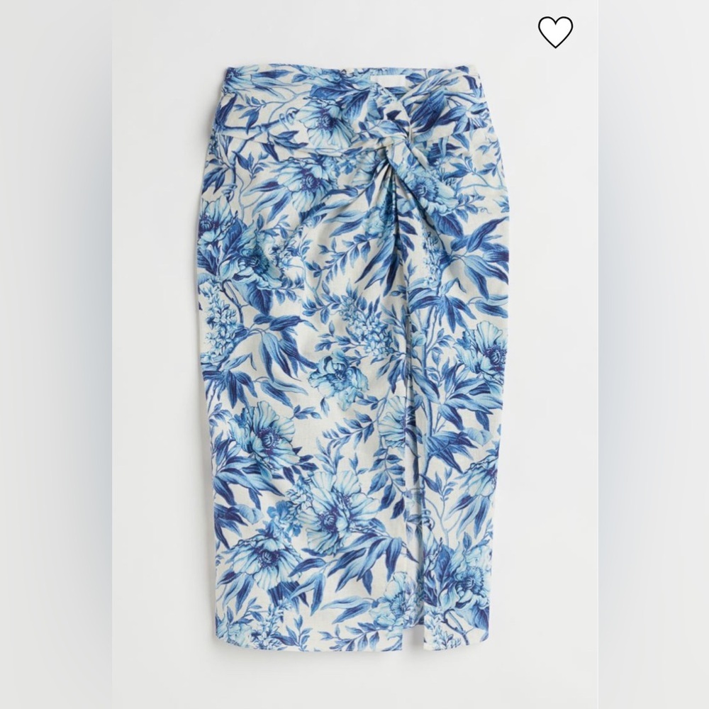 H&M Linen blend midi skirt with slit size 6 -excellent condition condition - Picture 3 of 8